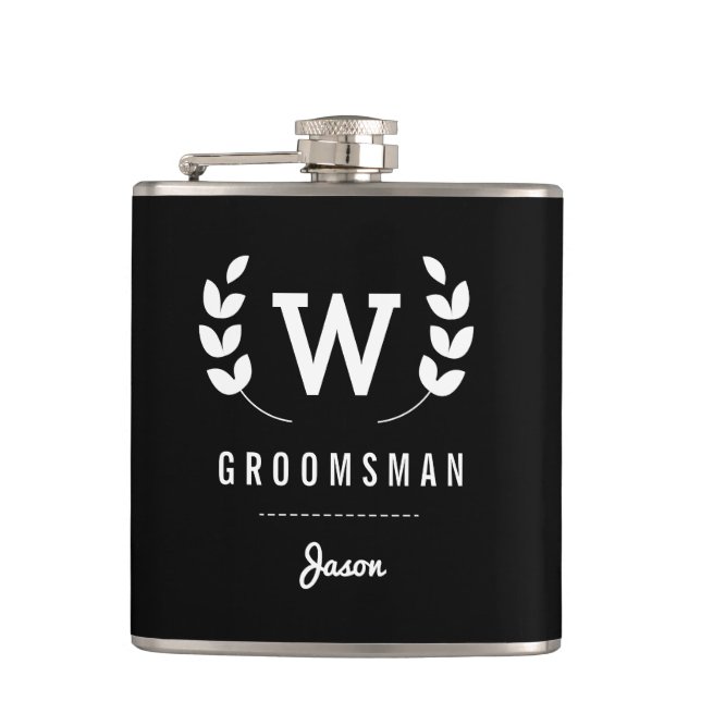 Petaca Laurel Monogram Groomsman (Anverso)