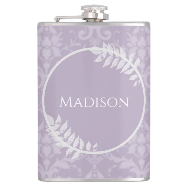 Petaca Lavender Elegant Damask Flask (Anverso)