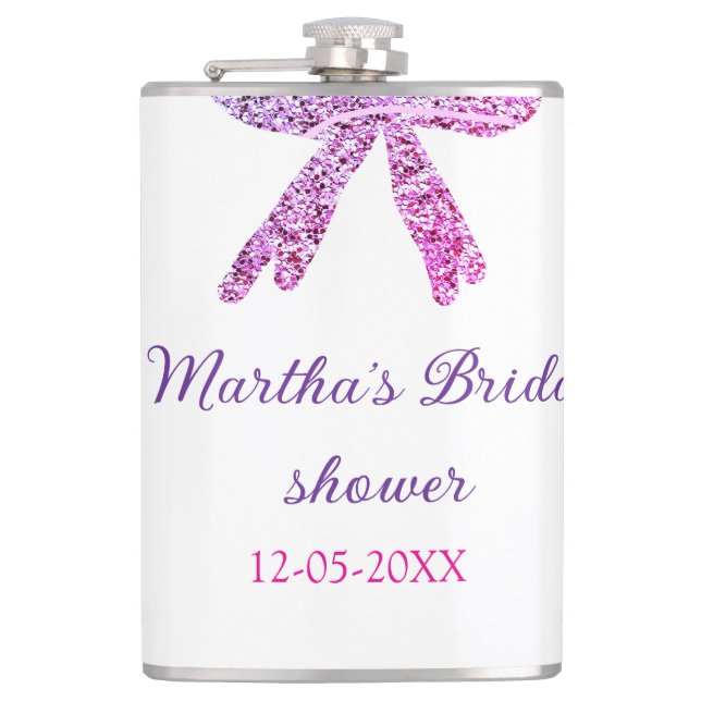 Petaca Lazo rosa morado brillo purpurina despedida de sol (Anverso)