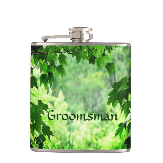 Petaca Leafy Boda Groomsman (Anverso)