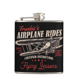 Petaca Lecciones de vuelo retro para aviones personalizad