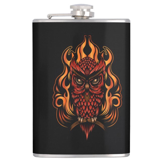 Petaca Lechuza de Fuego (Anverso)