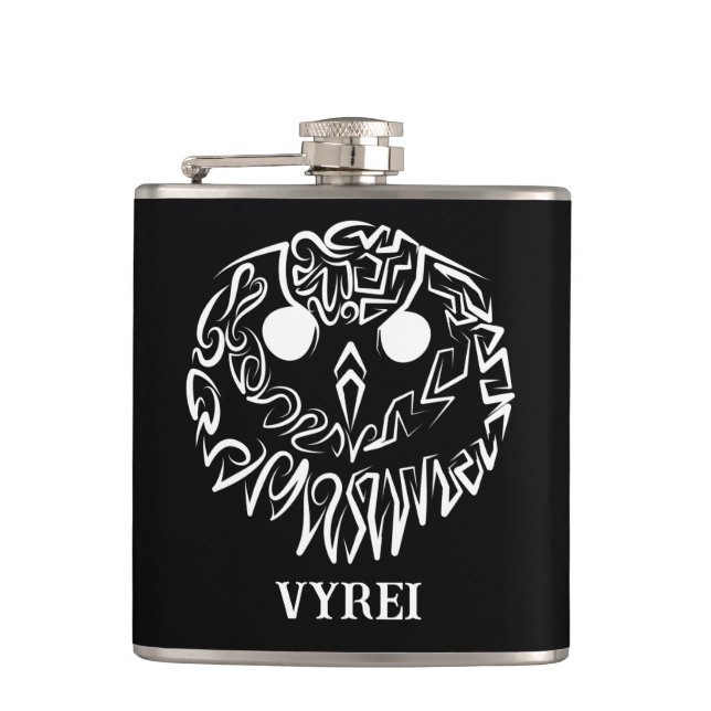 Petaca Lechuza Tribal Negra y Blanca (Anverso)