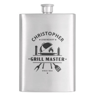 Petaca Legendario Maestro de la Parrilla BBQ Nombre Perso