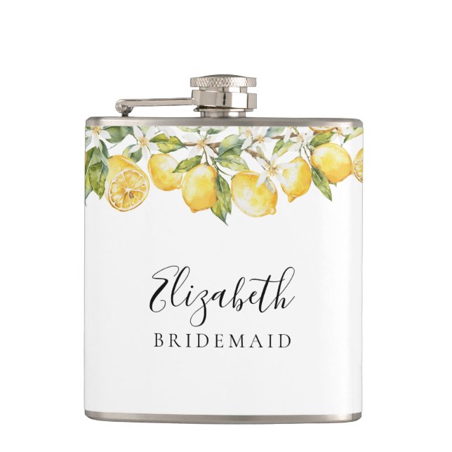 Petaca Lemon Citrus Bridal Shower Flask (Anverso)