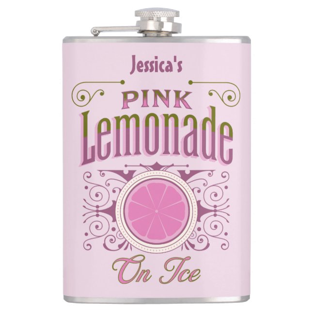 Petaca Lemonada Rosa Dulce Vintage Con Hielo (Anverso)