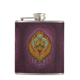 Petaca León de espíritu real Ornate Tribal Mandala Roar