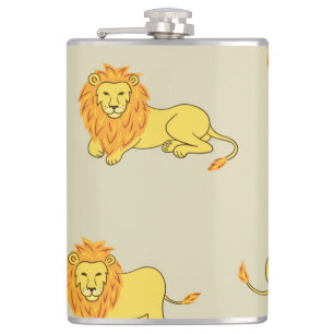 Petaca León dibujado a mano: patrón vintage.