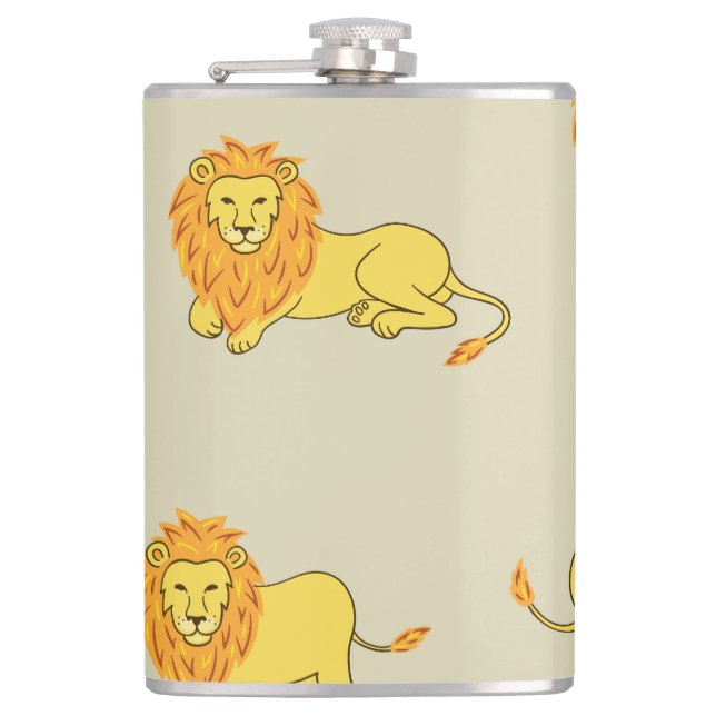 Petaca León dibujado a mano: patrón vintage. (Anverso)