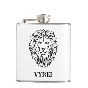 Petaca León tribal blanco y negro