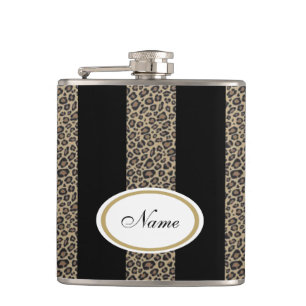 Petaca Leopard stripes elegante moderno nombre de cliente