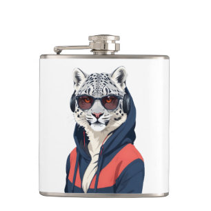Petaca Leopard usando Hoodie Funny personaje de animal de