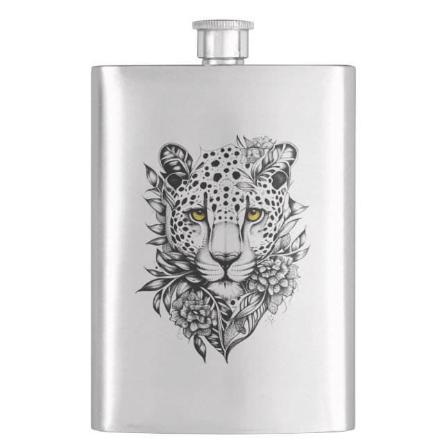 Petaca Leopard Wild Animal Nature Ilustracion Tattoo (Anverso)