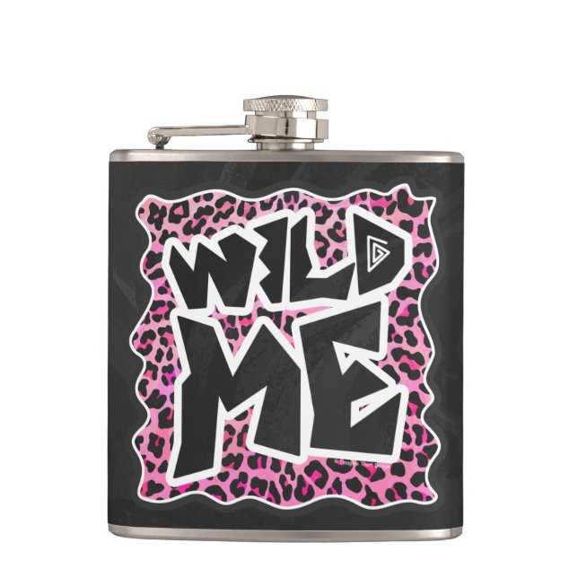 Petaca Leopard Wild Me Black and Hot Pink Design (Anverso)