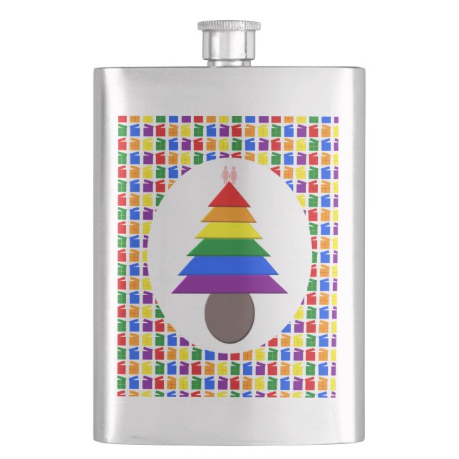 Petaca Lesbianas arcoiris Árbol y regalo de Navidad (Anverso)