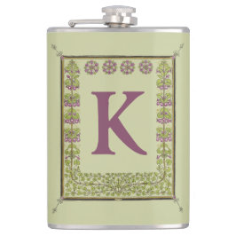 Petaca Letra de monograma vintage marco floral Nouveau