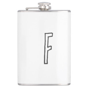 Petaca Letra gris y blanca inicial plana monogramada