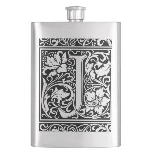 Petaca Letra J Monograma medieval Art Nouveau