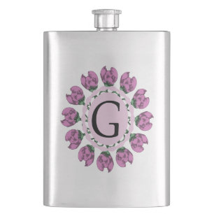 Petaca Letra mayúscula G monograma floral