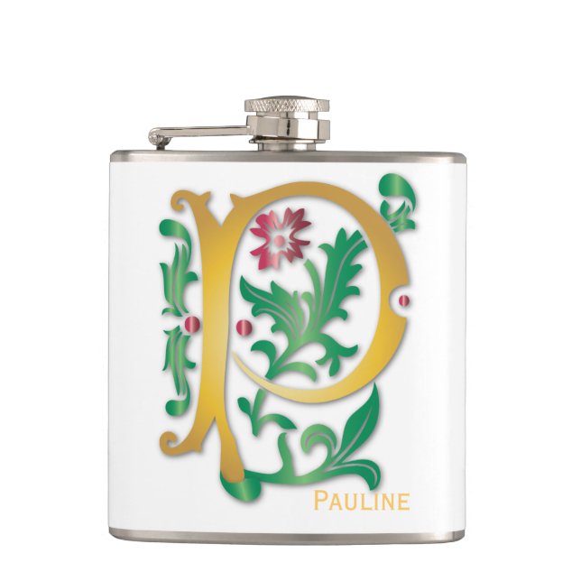 Petaca Letra P Monograma Fleur de lis (Anverso)