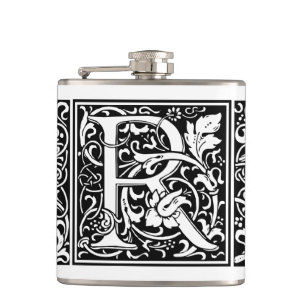Petaca Letra R Monograma medieval Art Nouveau
