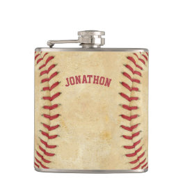 Petaca Letras de Deportes Rojos de Béisbol Personalizados