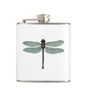 Petaca libélula tipográfica antigua del vintage