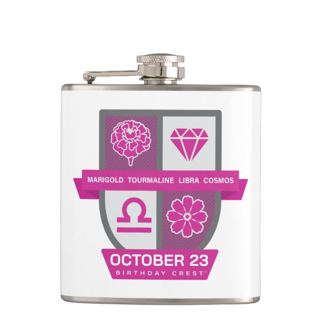 Petaca Libra Crest de cumpleaños™ para 1-23 de octubre (Anverso)