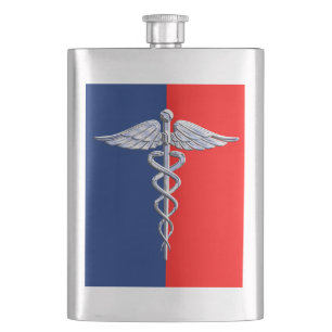 Petaca Liga médica del símbolo del caduceo del estilo d