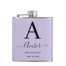 Petaca Lilac Monograma Personalizado Bridesmaid Hip Flask