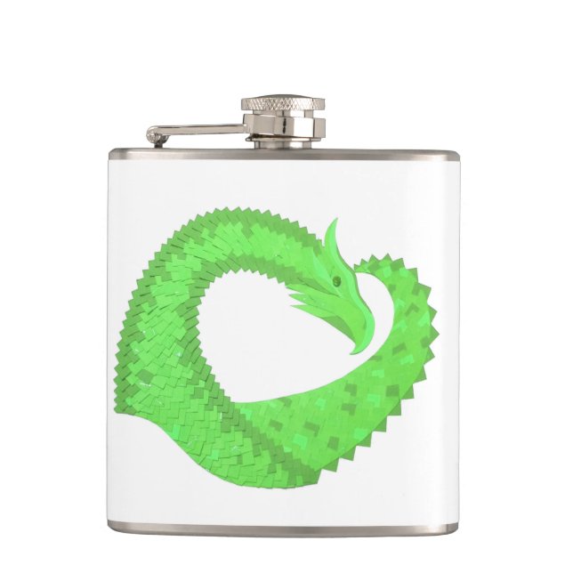 Petaca Lime dragón de corazón verde sobre blanco (Anverso)