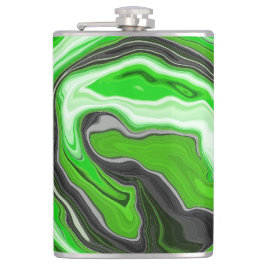 Petaca Lime Green y Black Marble Swift Fluid Art
