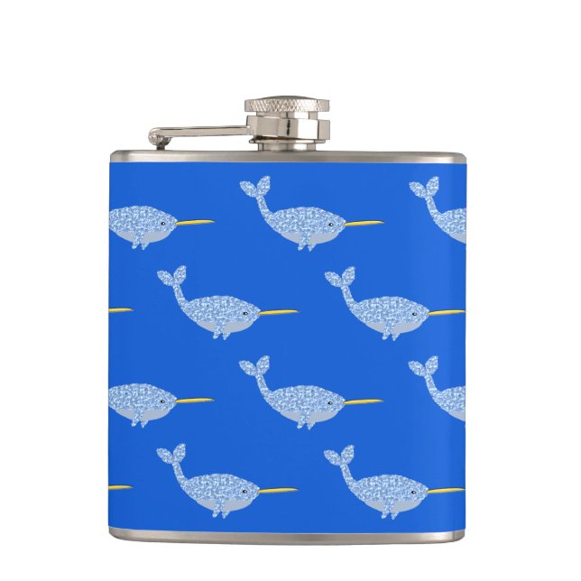 Petaca Lindo patrón de ballena narval azul de bebé niño (Anverso)