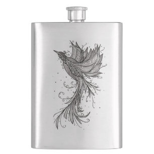 Petaca Línea tatuaje de Phoenix del arte