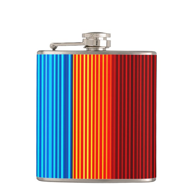 Petaca Líneas rojas amarillo azul neón (Anverso)