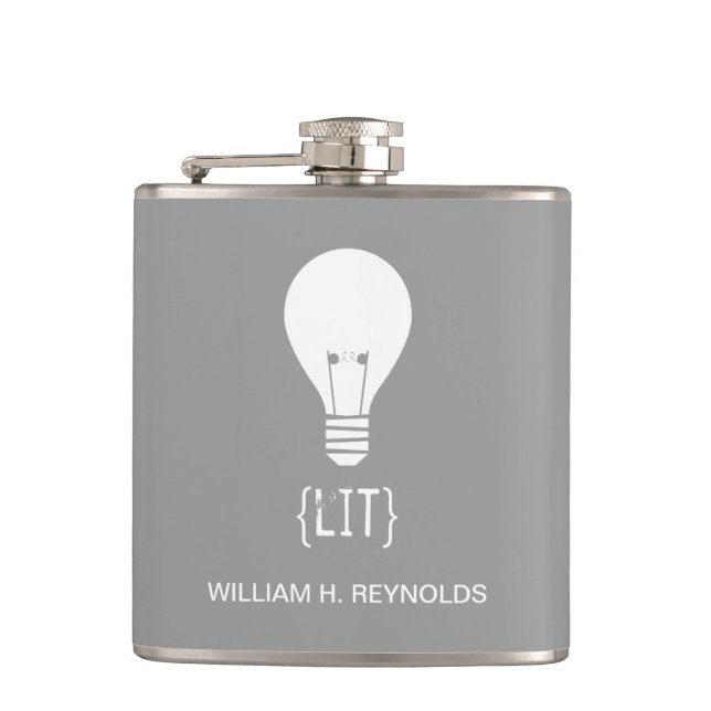 Petaca {LIT} Bridal Party Lit Lightbulb Flask (gris) (Anverso)