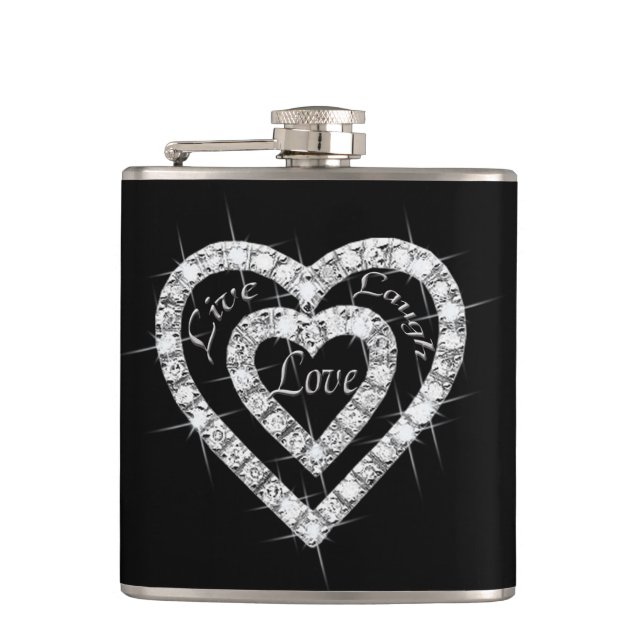 Petaca Live Laugh Love Diamond Hearts Flask (Anverso)