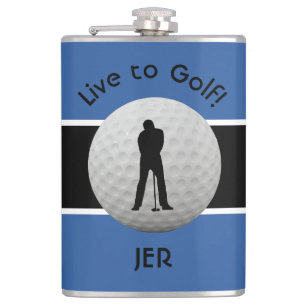 Petaca Live to Golf Quote Monogrammed Initials Blue Black