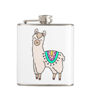 Petaca llama alpaca de dibujos animados sonriendo feliz 