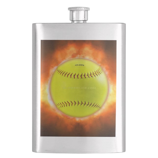 Petaca Llamas de baloncesto de softball amarillo de Slipp (Anverso)