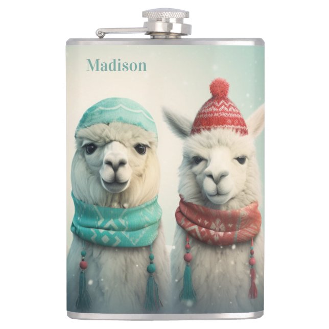 Petaca Llamas de invierno de nombre personalizado (Anverso)