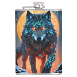 Petaca Lobo Celta Bosque a la Luz de la Luna