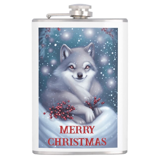 Petaca Lobo de Navidad - Frasco (Anverso)