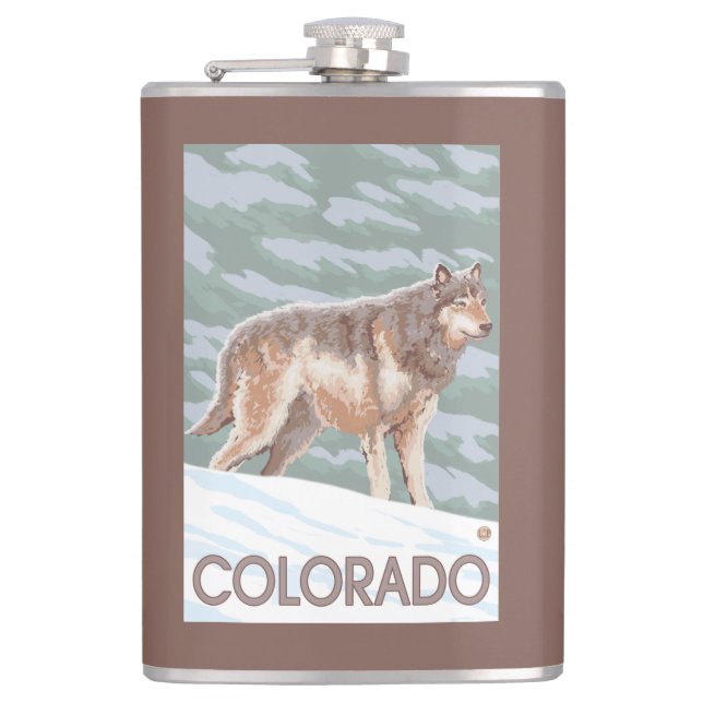 Petaca Lobo gris StandingColorado (Anverso)