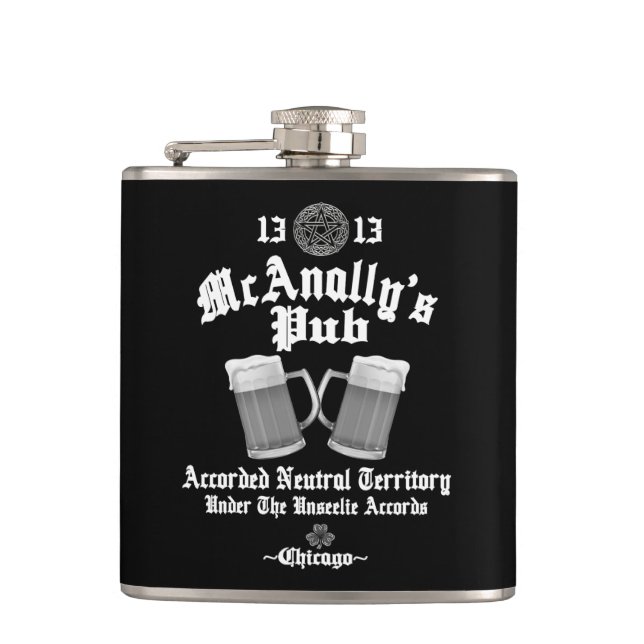Petaca Logo de McAnally's Pub White (Anverso)