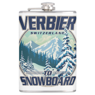 Petaca Logo de Verbier Suiza Snowboard Travel