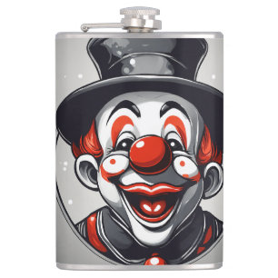 Petaca Logotipo de payaso riendo lindo – Simple negro y b