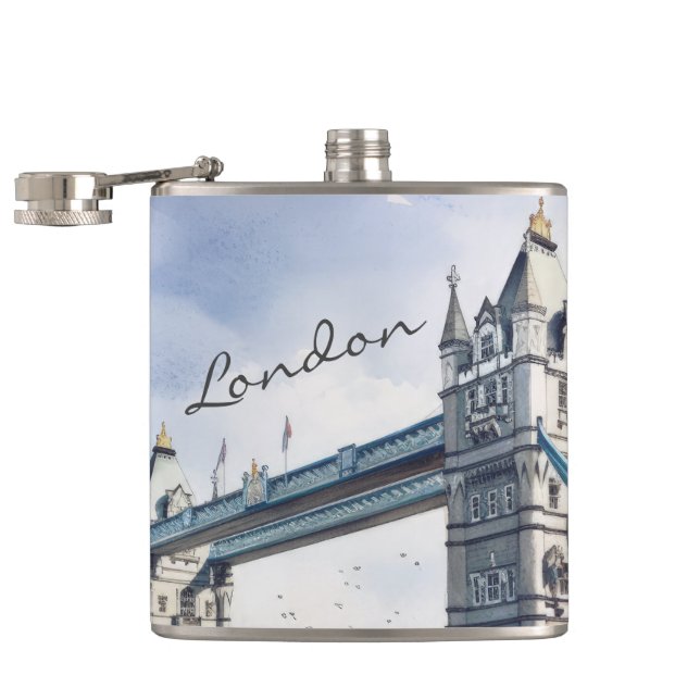 Petaca London Tower Bridge Travel Watercolor (Abierto)