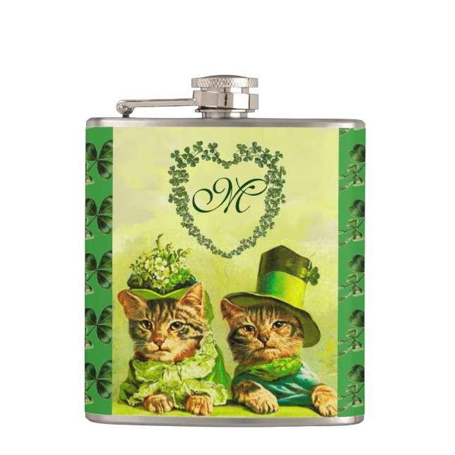 PETACA LOS GATOS DEL DÍA DE SAN PATRICK CON CORAZÓN (Anverso)