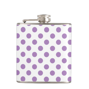 Petaca Los puntos de polka de lavanda sobre blanco